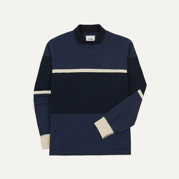 Drake's - Polo Rugby - Ecru, Marine & Bleu