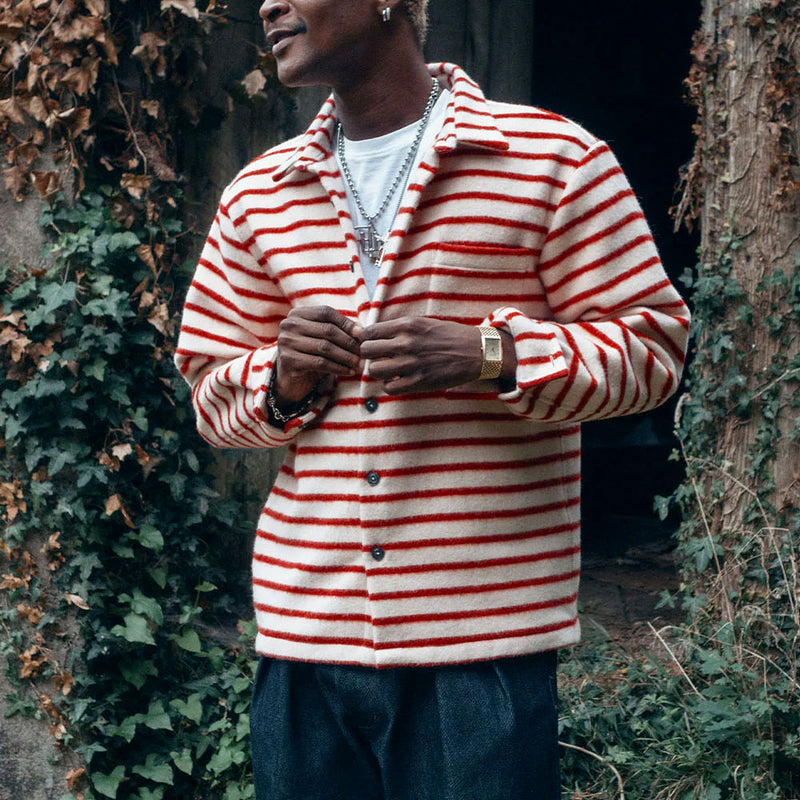 Later - Surchemise Epure à Rayures - Rouge & Ecru