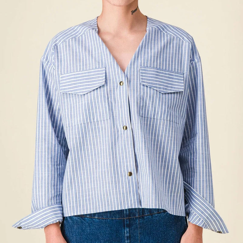 Sixsoeurs - Chemise Brad - Beige & Bleu