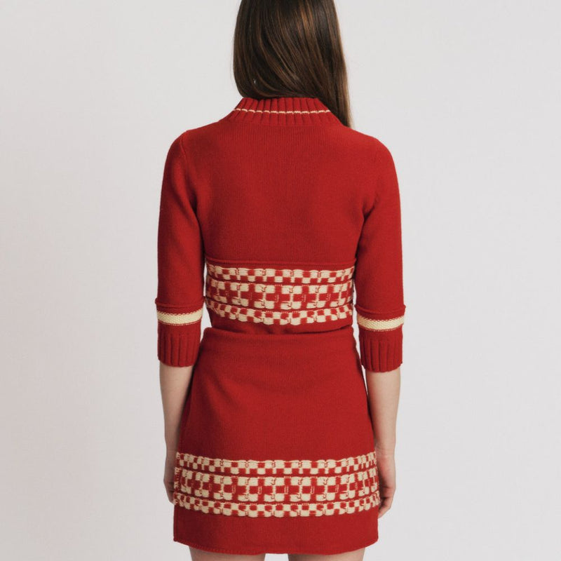 BB Wallace - Pull col rond Fairisle - Rouge jaune
