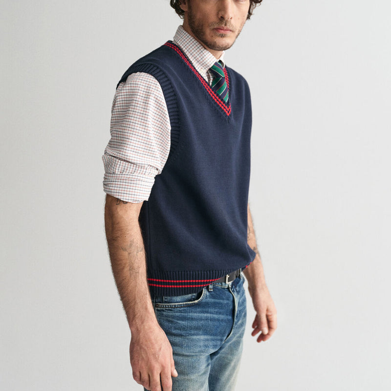 GANT - Pull Col V - Evening Blue