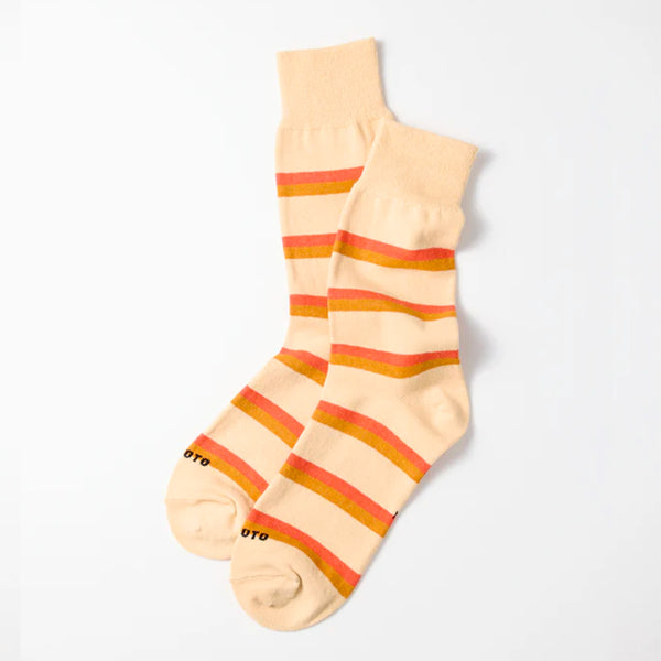 Rototo - Chaussettes Rayées - Pêche