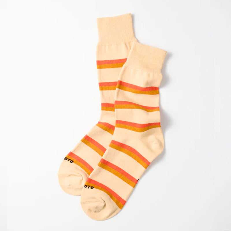 Rototo - Chaussettes Rayées - Pêche