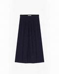 Jupe midi Merci Paris Masscob Adele bleu marine en mélange de coton et laine avec une silhouette froncée fluide