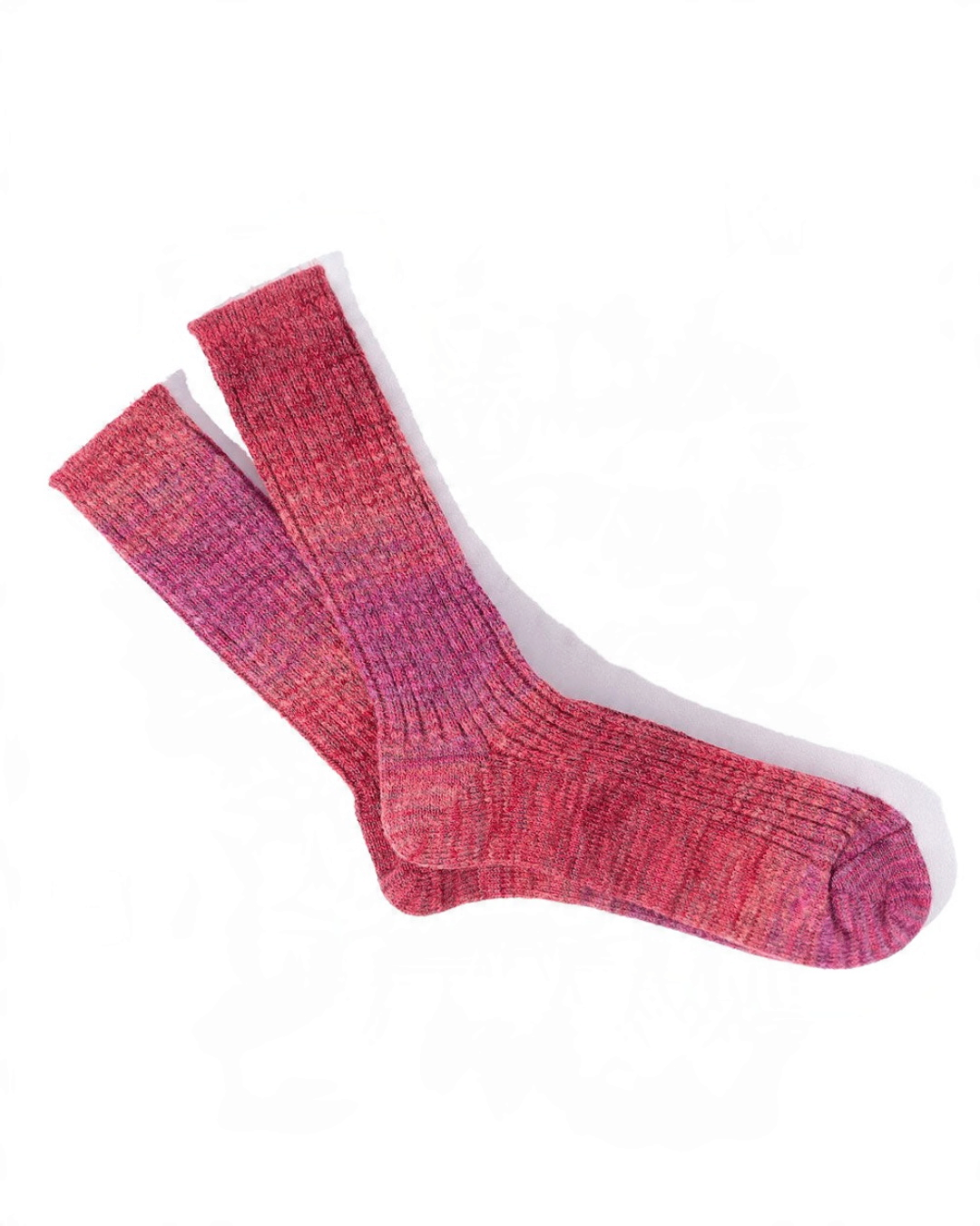 Chaussettes Merci Paris Anonymous ISM Splash en maille rose chinée fabriquées au Japon