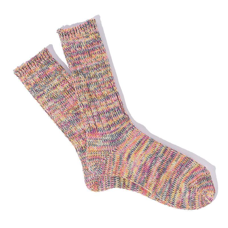 Anonymous ISM - Chaussettes 5 Color Mix Crew - Rose