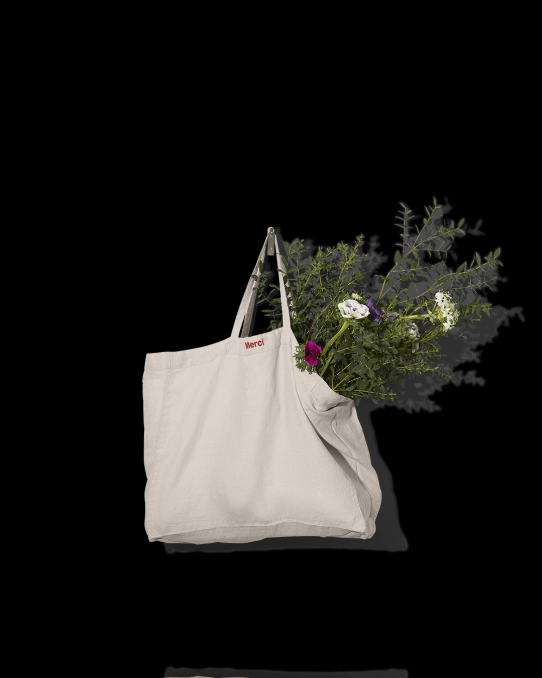 Merci - Washed linen Merci shopping bag - Stone
