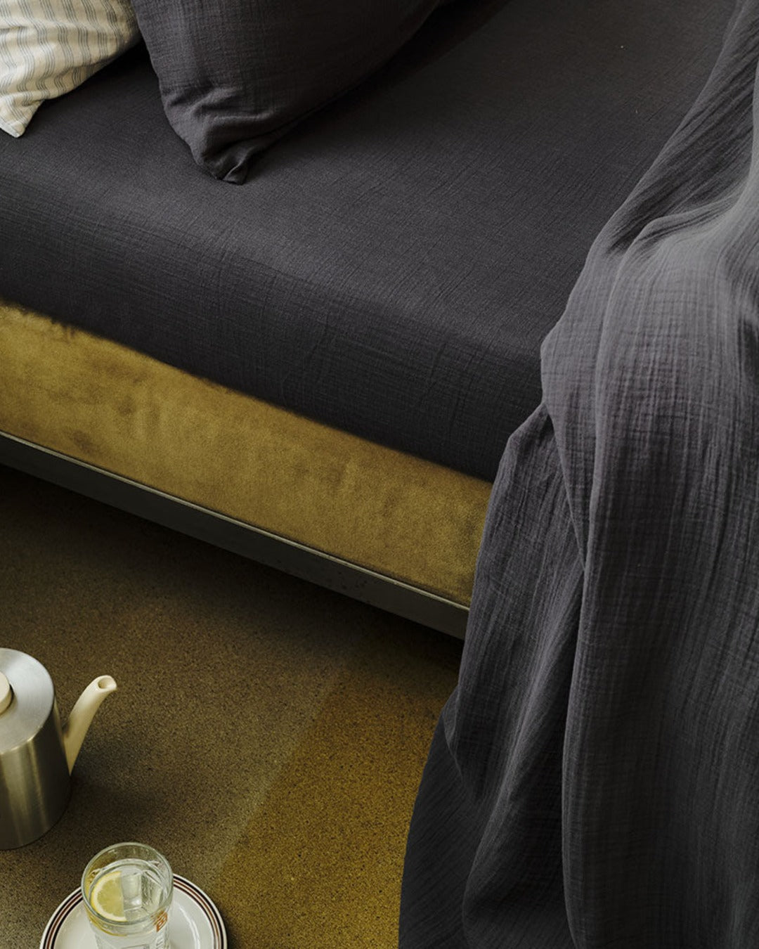 Merci - Drap-Housse En Gaze De Coton - Gris Fusain
