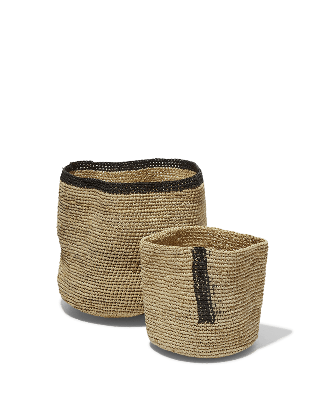 Domoina - Panier En Raphia - Bord Noir