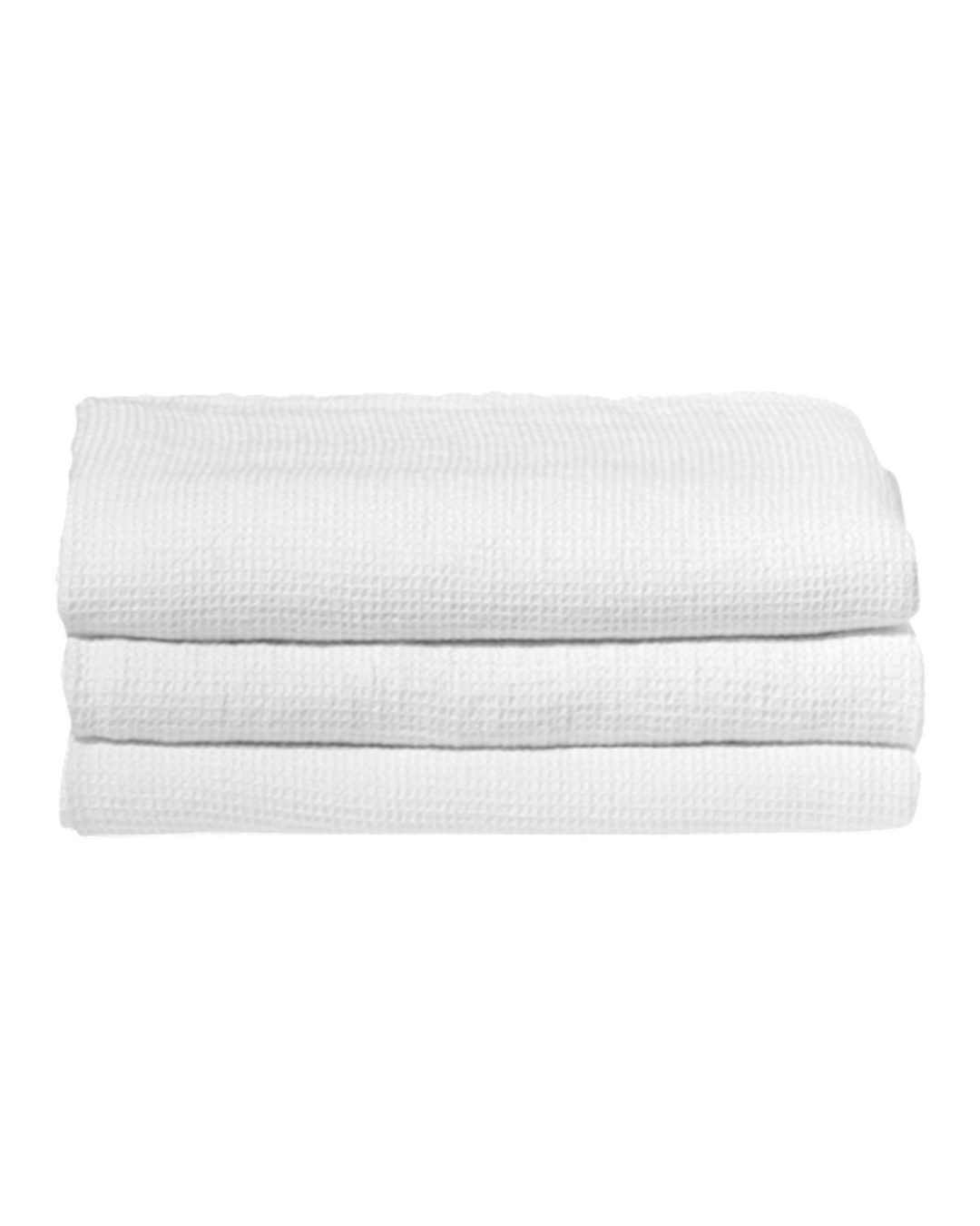 Serviette de bain Merci Paris en lin blanc optique avec un tissage nid d'abeille absorbant et doux