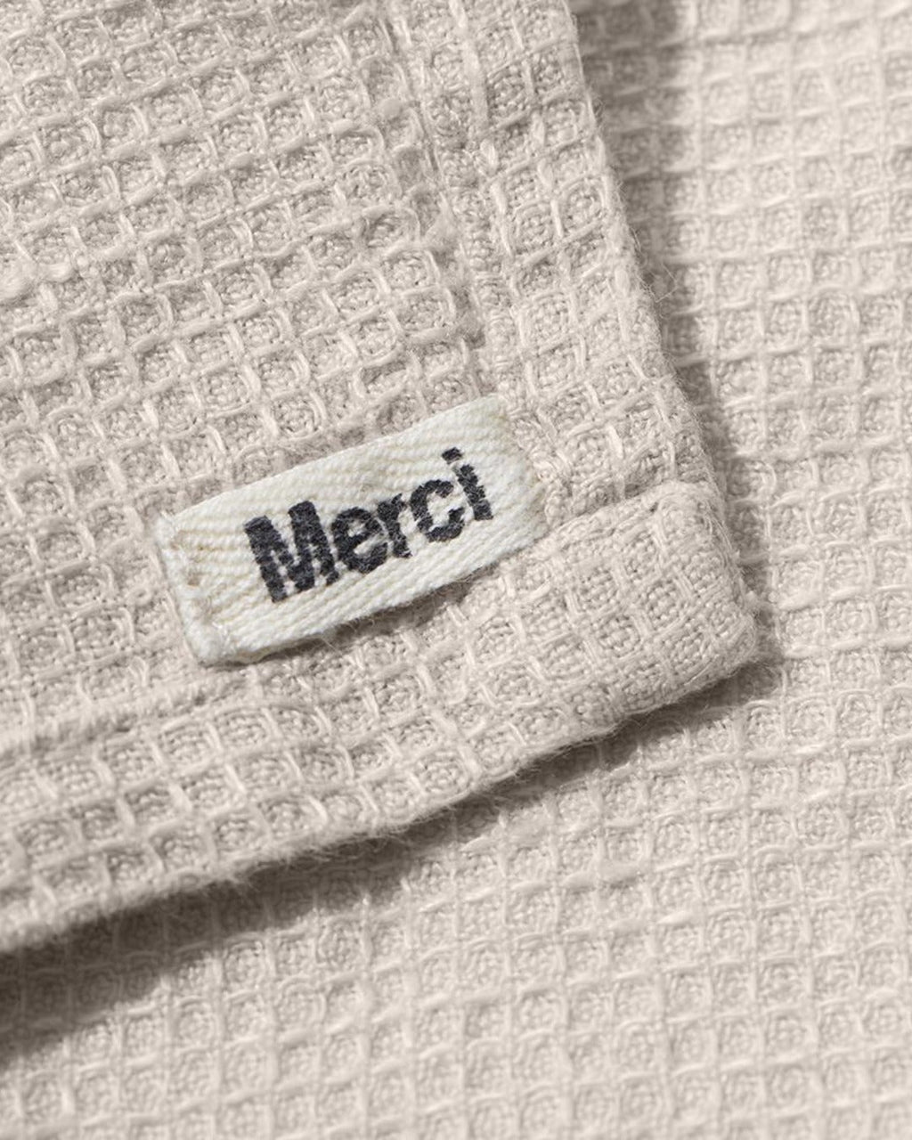Merci - Serviette De Bain En Lin Nid D'Abeille - Pierre