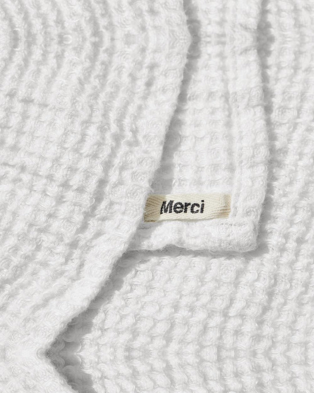 Merci - Linen bath towel - Waffle - Optical White