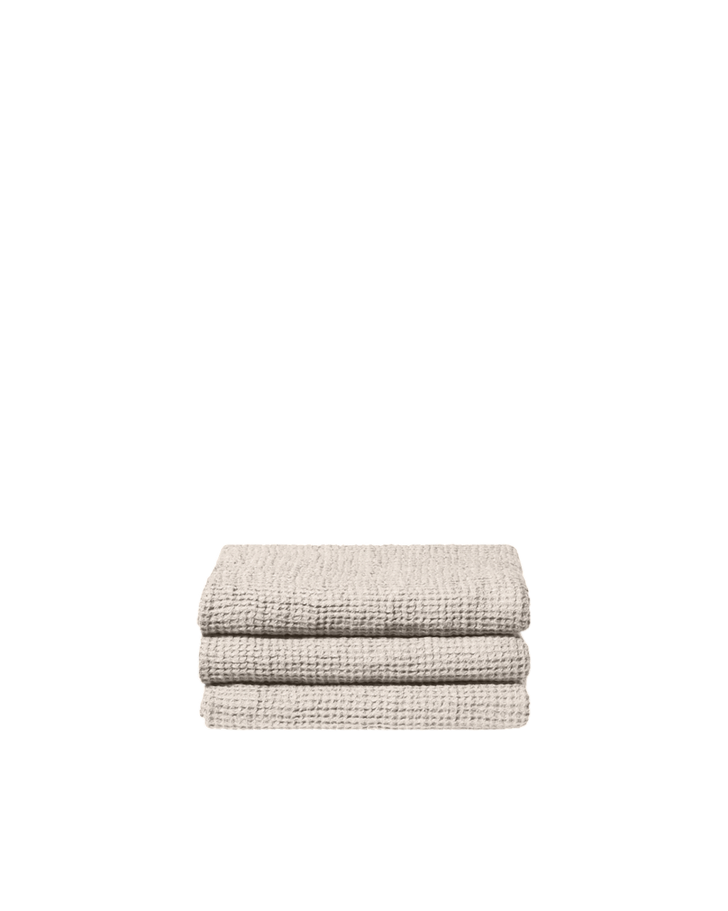 Serviette de bain Merci Paris en lin gaufré couleur pierre, texture douce et absorbante, pliée en pile