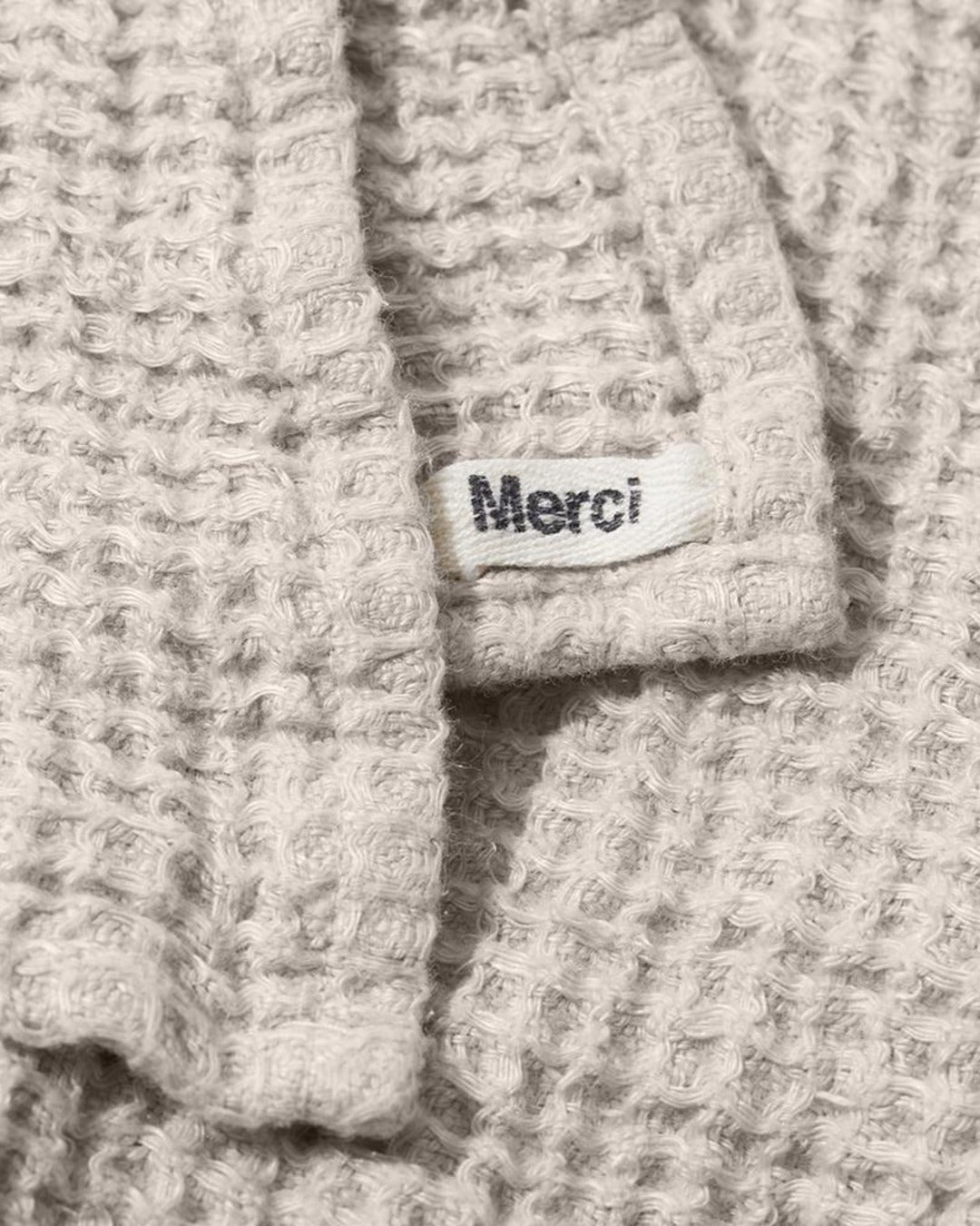 Merci - Serviette De Bain En Lin Waffle - Pierre
