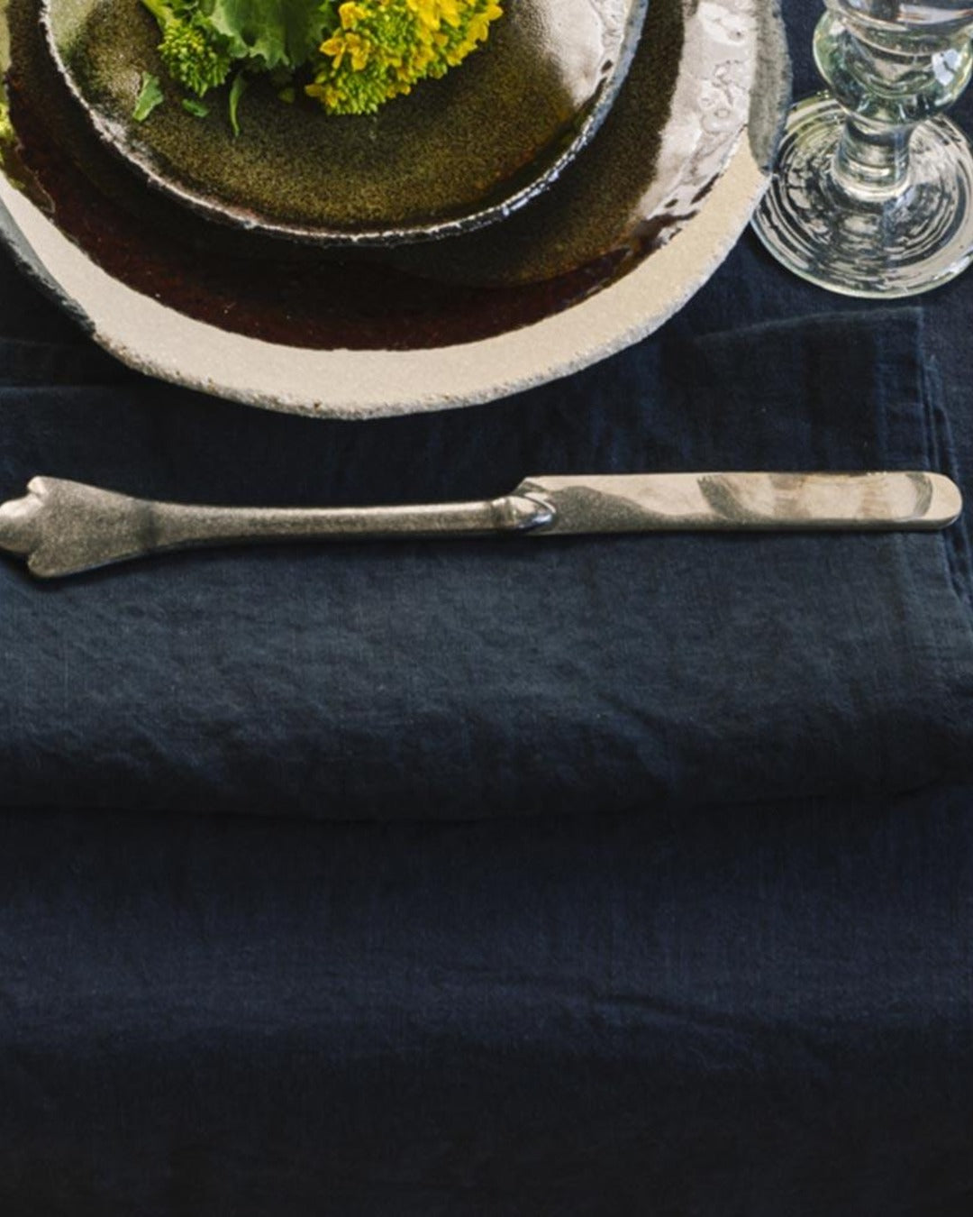 Merci - Serviette De Table En Lin Lavé - Bleu Encre