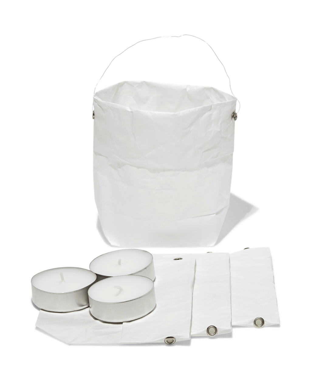 Merci - Set De 4 Lanternes En Papier - Blanc & Argenté