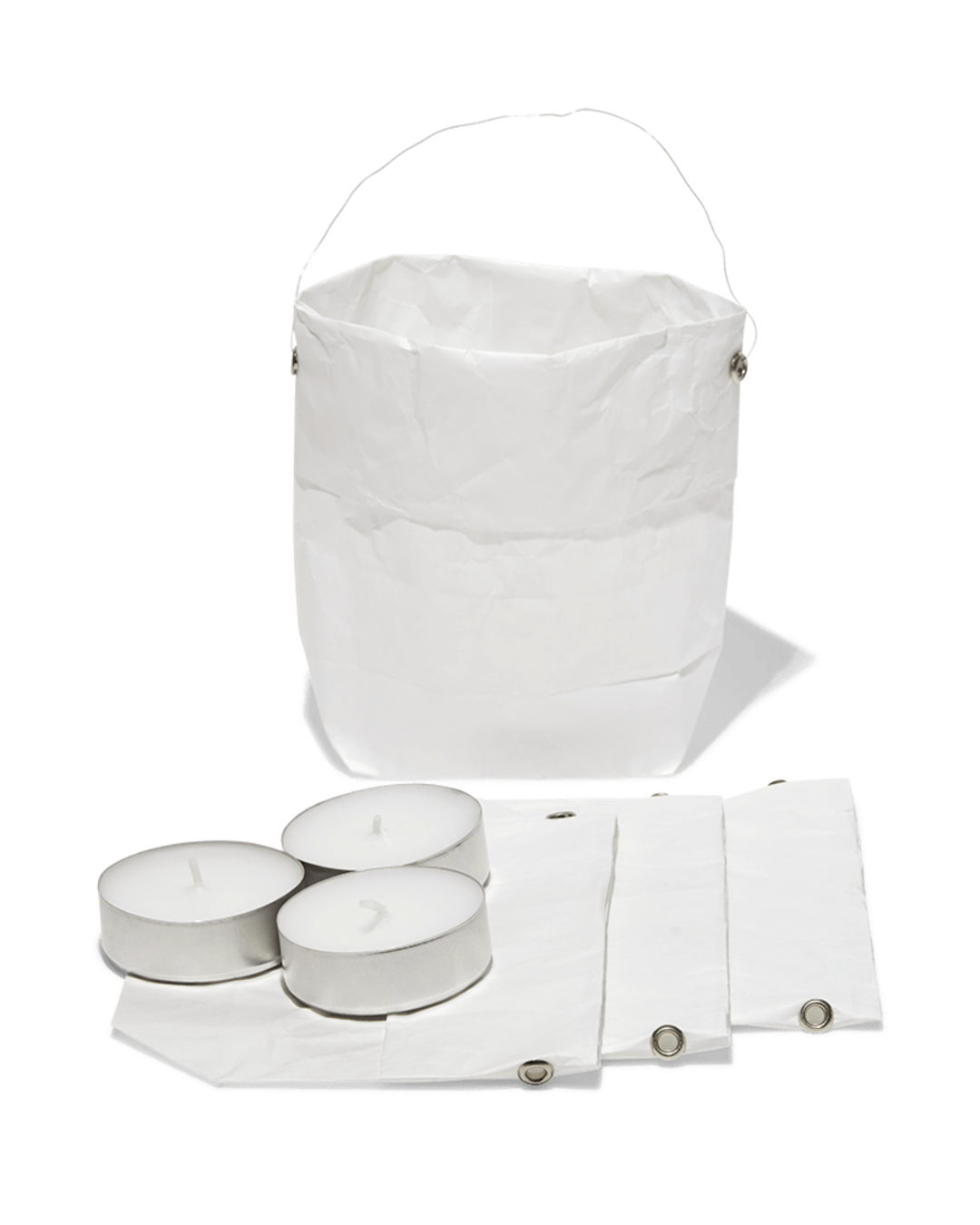 Merci - Set De 4 Lanternes En Papier - Blanc & Argenté