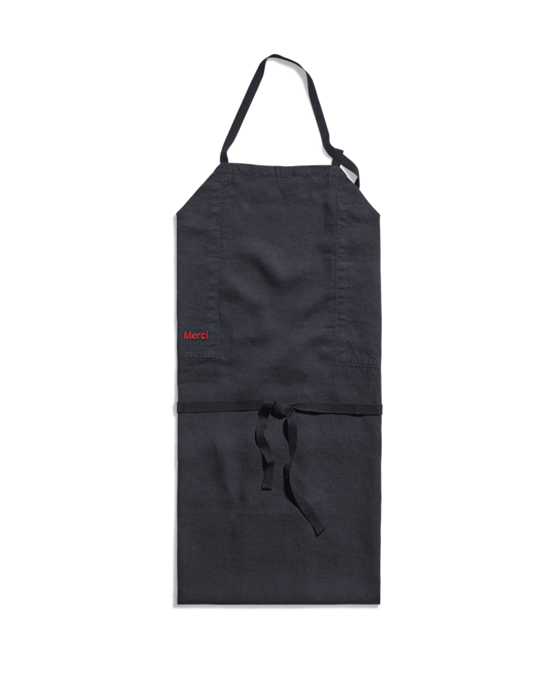 Merci - Washed linen apron - Ink Blue