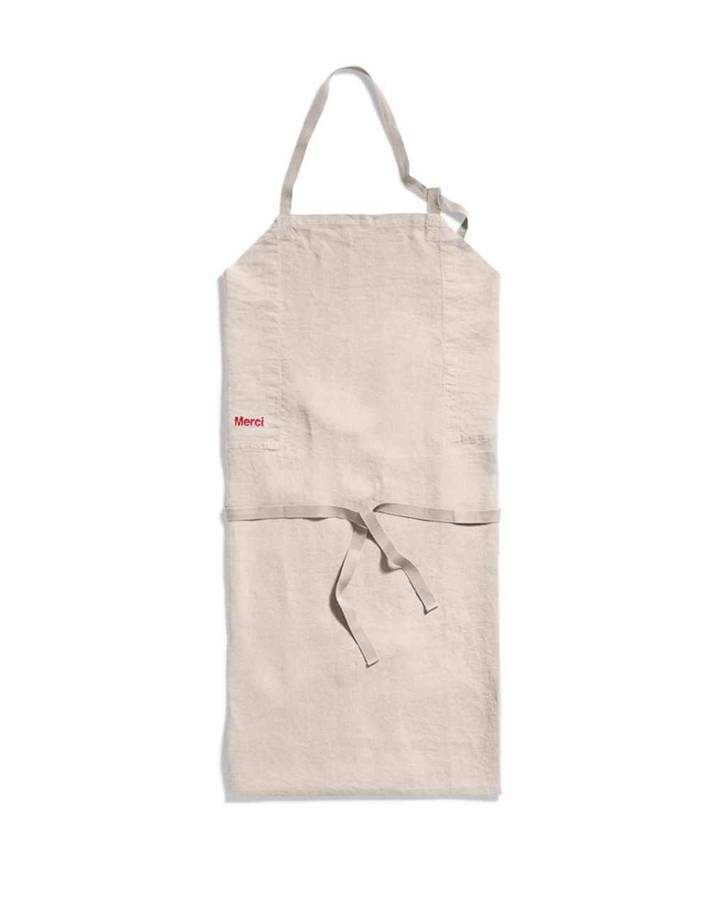 Merci - Washed linen apron - Stone