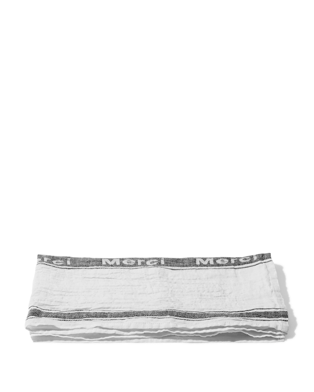 Merci - Washed linen tea towel - White and black