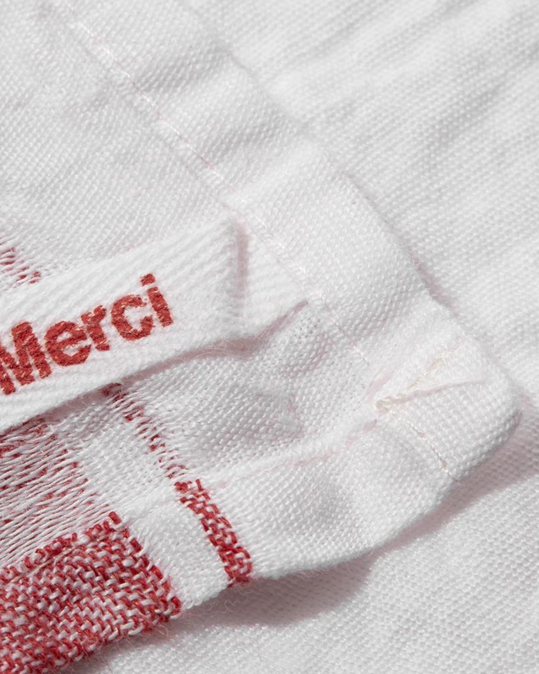 Merci - Torchon En Lin Lavé - Merci Rouge