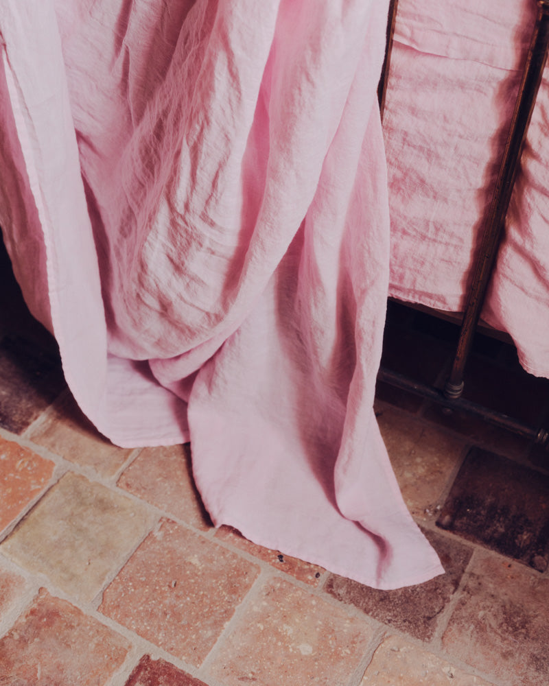 Merci - Washed linen flat sheet - Granita Pink