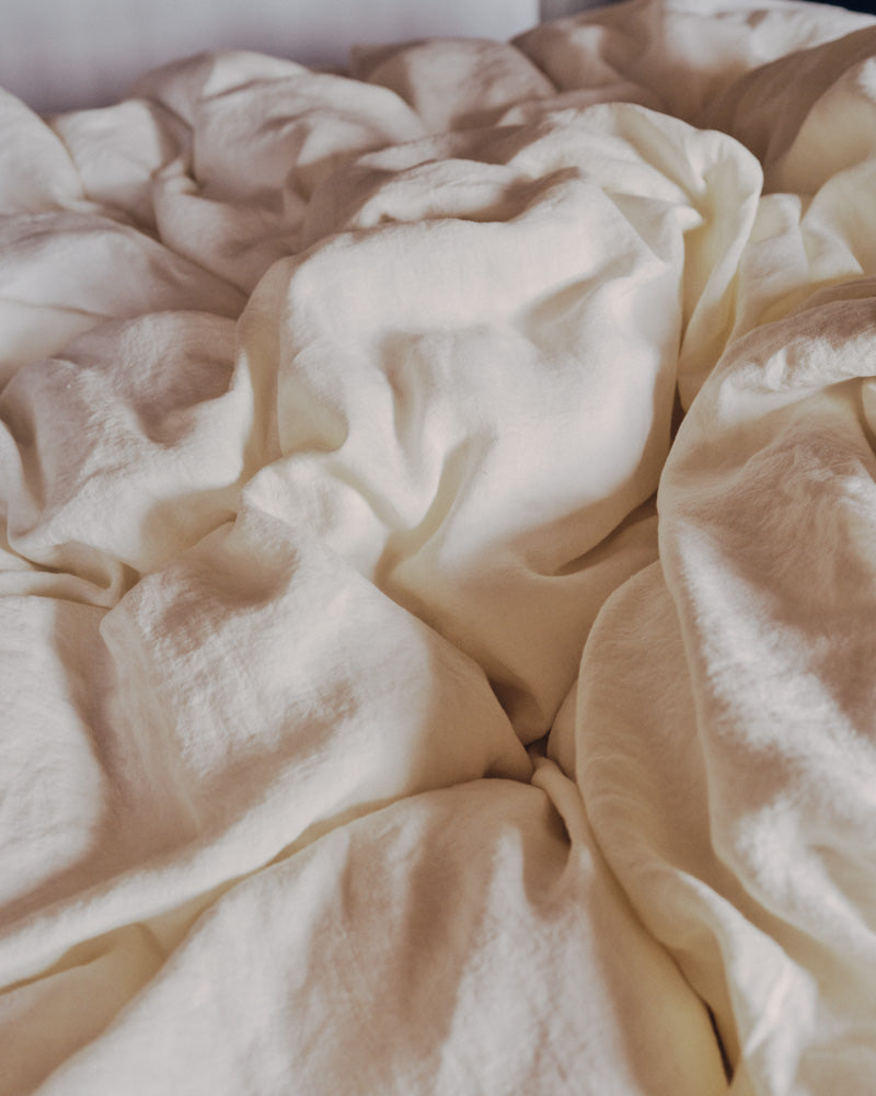 Merci - Washed linen duvet cover - Seashell White