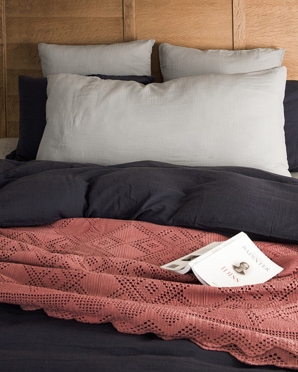 Merci - Cotton gauze rectangle cushion - Paris Grey