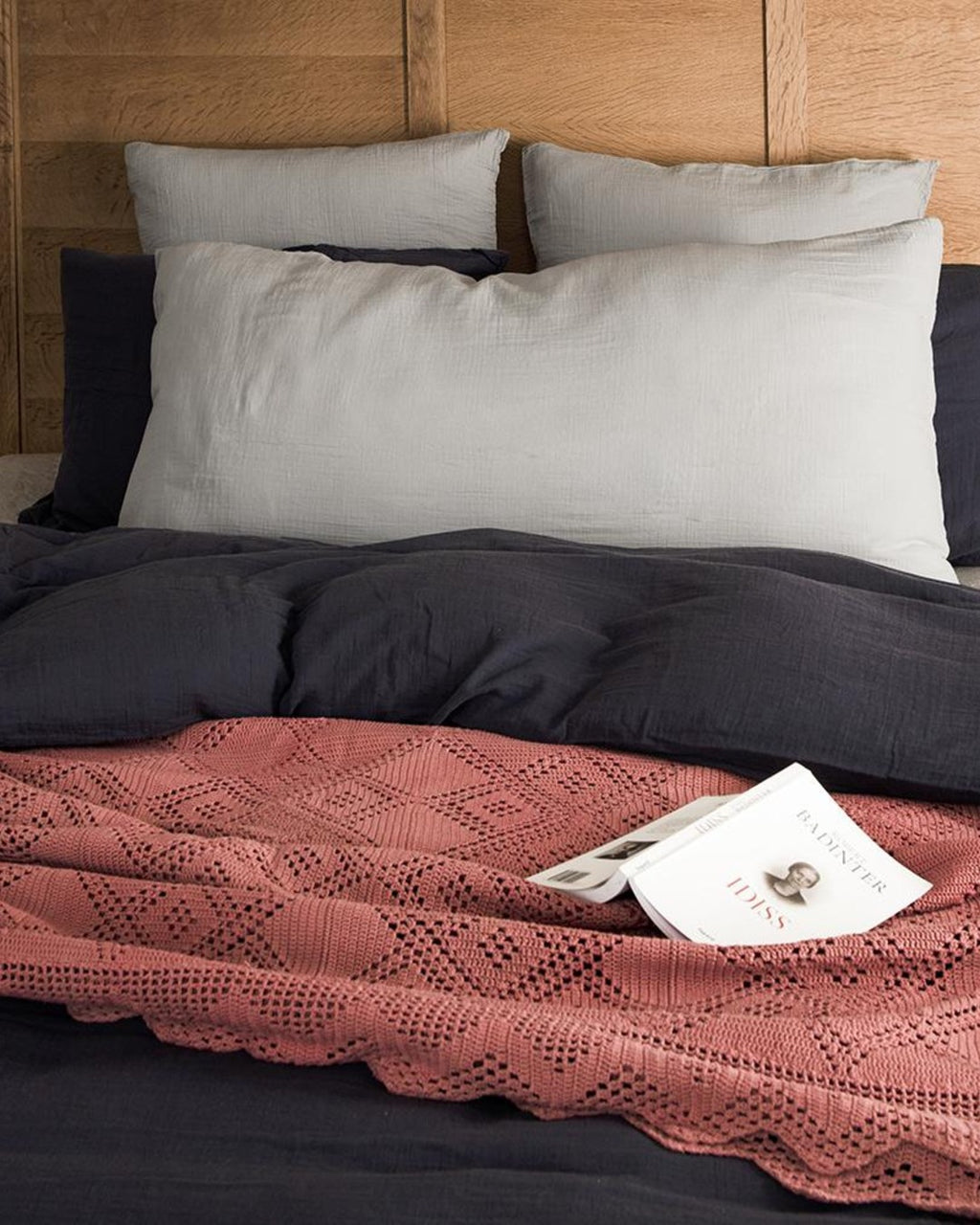 Merci - Cotton gauze rectangle cushion - Paris Grey