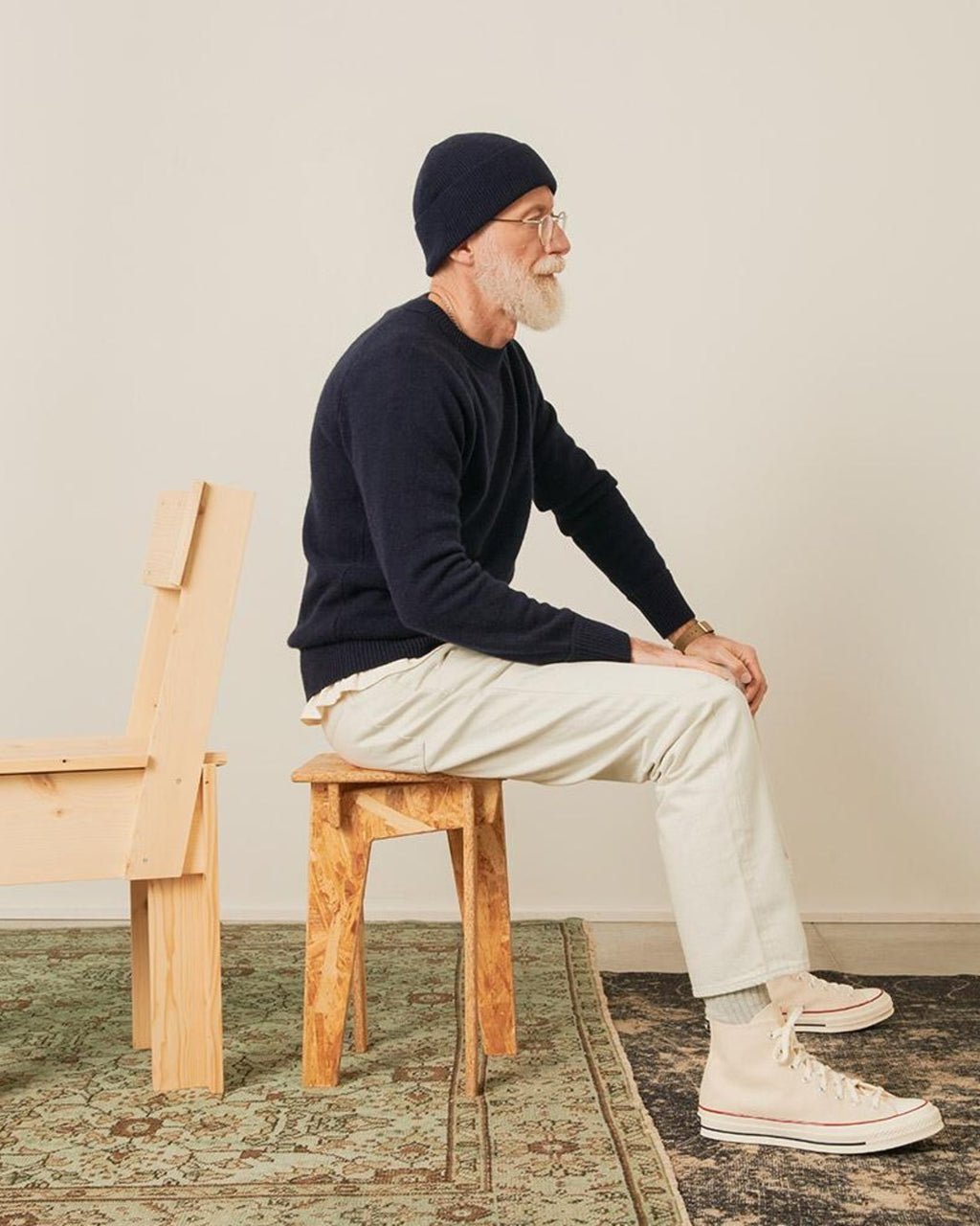 Merci - Boxy Cashmere Sweater - Navy Blue
