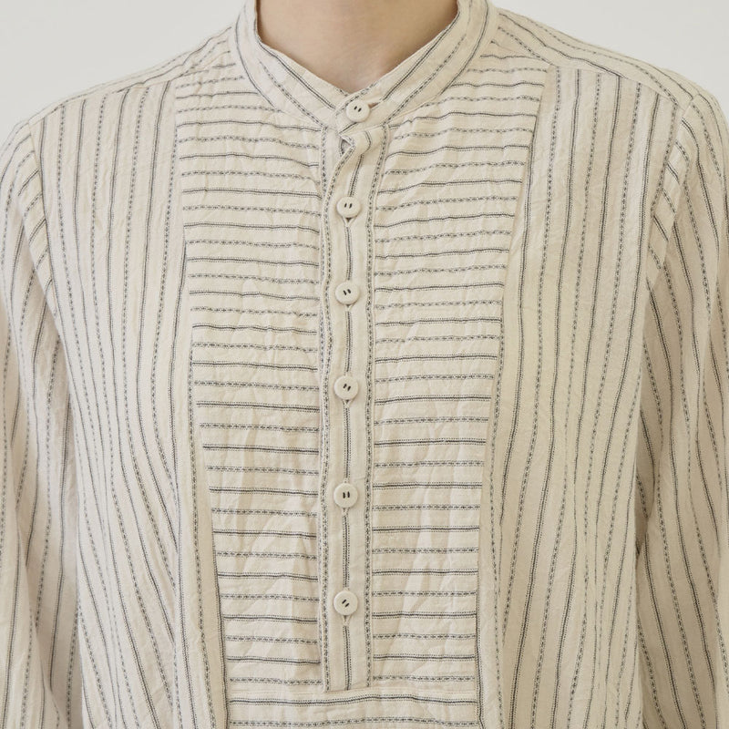 Pas de Calais -  Robe Brossée Rayures - Ivoire