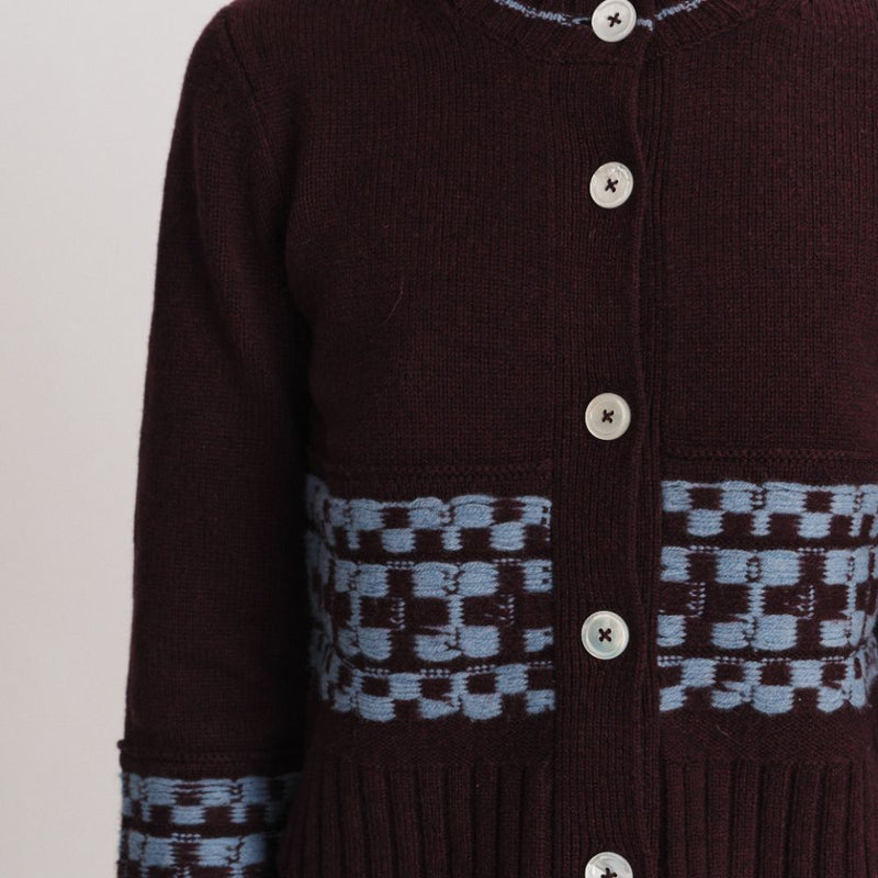BB Wallace - Cardigan Hepworth Fairisle - Bordeaux bleu