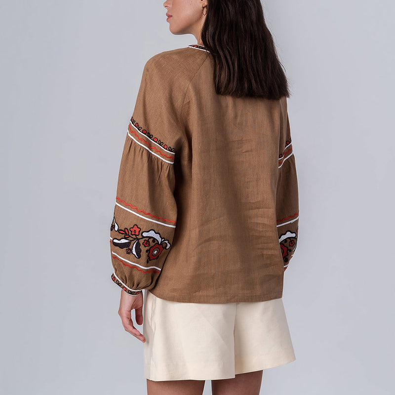 Etnodim - Chemise brodée - Marron