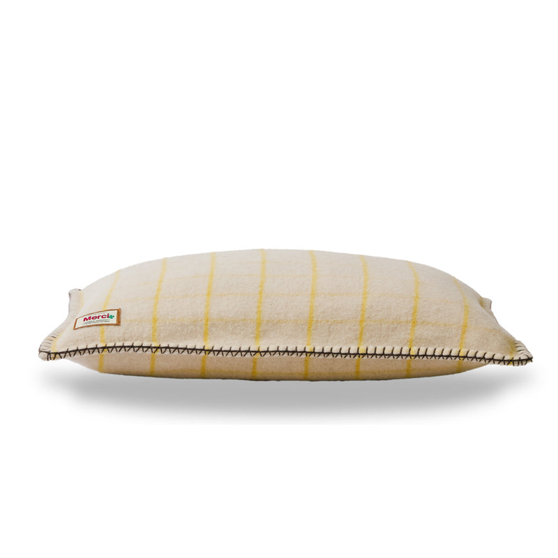 Coussin Merci - Carreaux Jaune Asahi