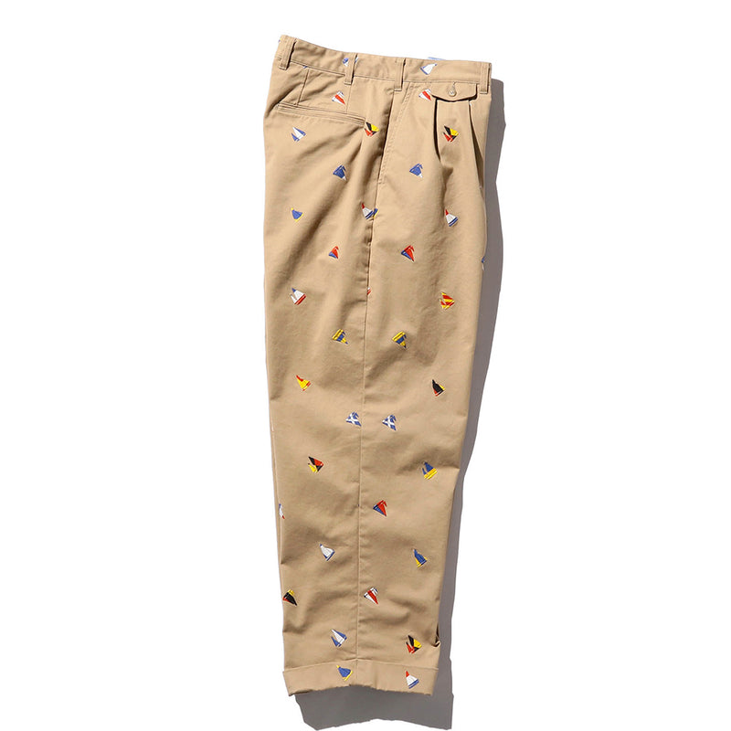 Beams Plus - Pantalon 2 Pleats Brodée - Beige