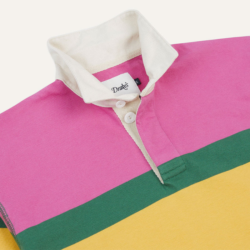 Drake's - Polo Rugby - Rose, Vert, Jaune & Marine