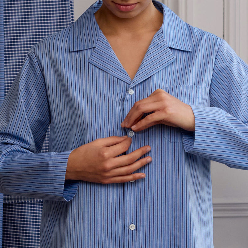 Merci - Pyjama en Coton - Rayures Triples Bleu