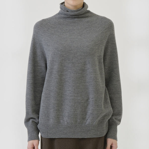Pas de Calais -  Maille Col Roulé Ample - Gris Top