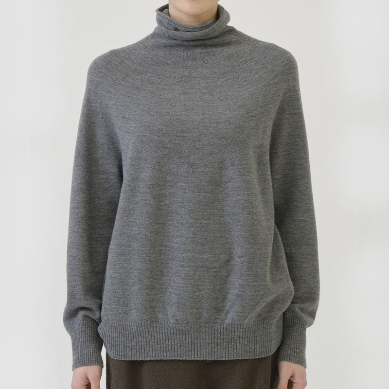 Pas de Calais -  Maille Col Roulé Ample - Gris Top