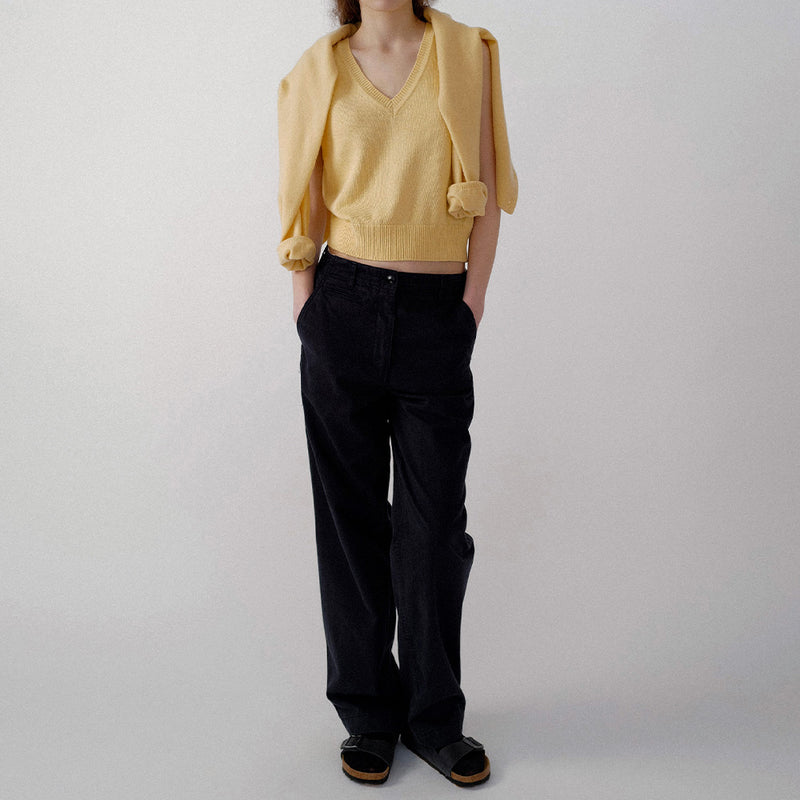 Nothing Written - Pull-over basique Col en V - Jaune