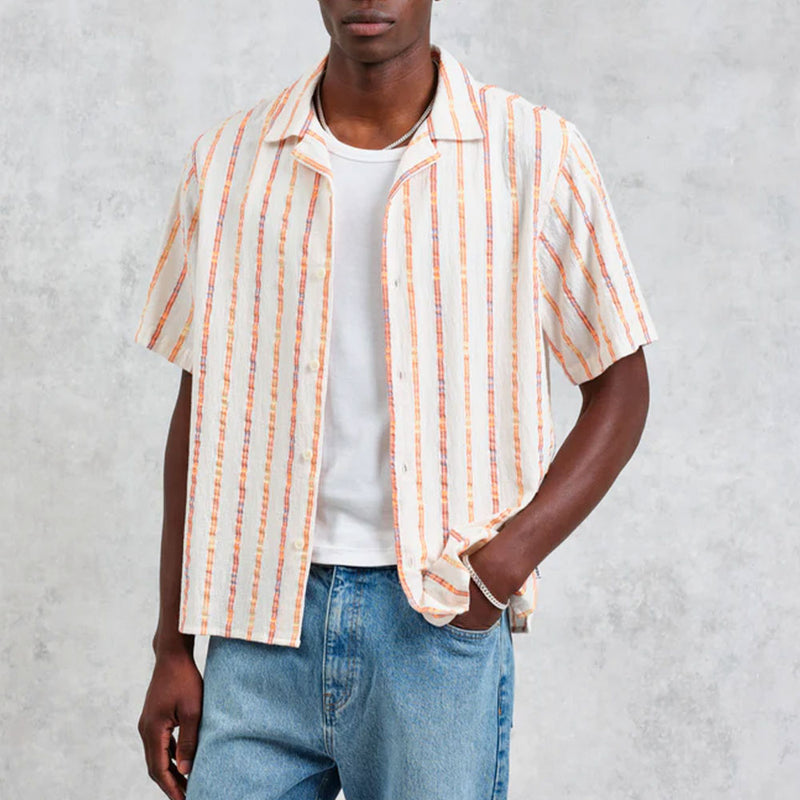 Wax London -  Chemise Didcot - Ecru & Orange