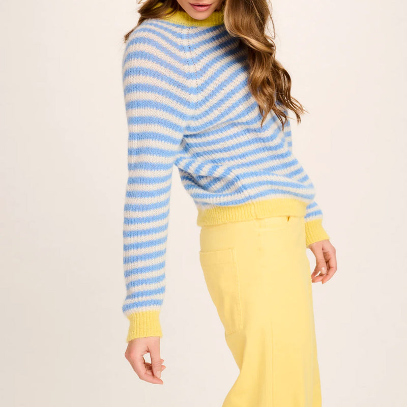 Les Tricots D'o - Pull Cristina - Bleu & Jaune