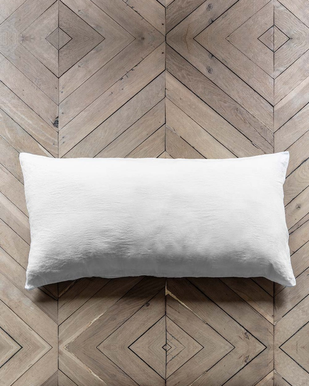 Merci - Rectangular cushion in washed linen - Optical White