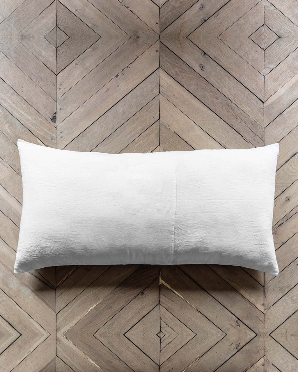 Merci - Rectangular cushion in washed linen - Optical White