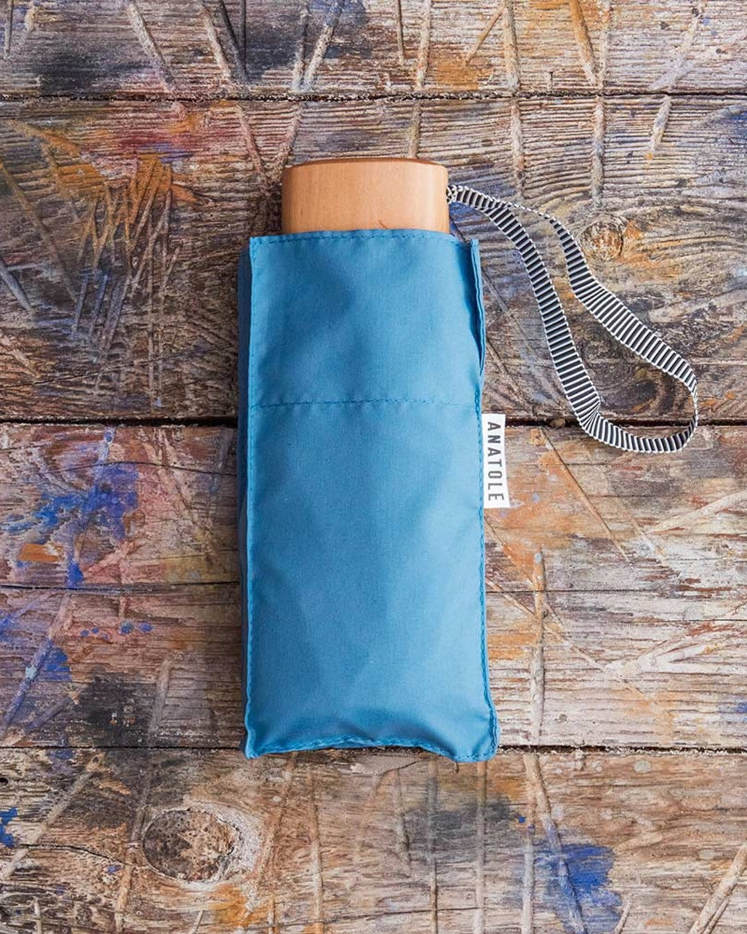 Anatole - Petit Parapluie Bois - Bleu Gris