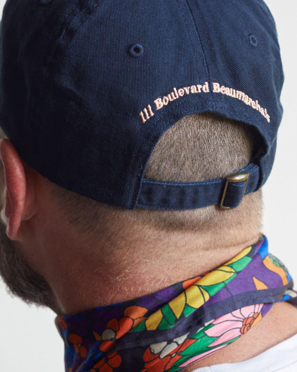 Merci - embroidered cap Non - Navy Blue