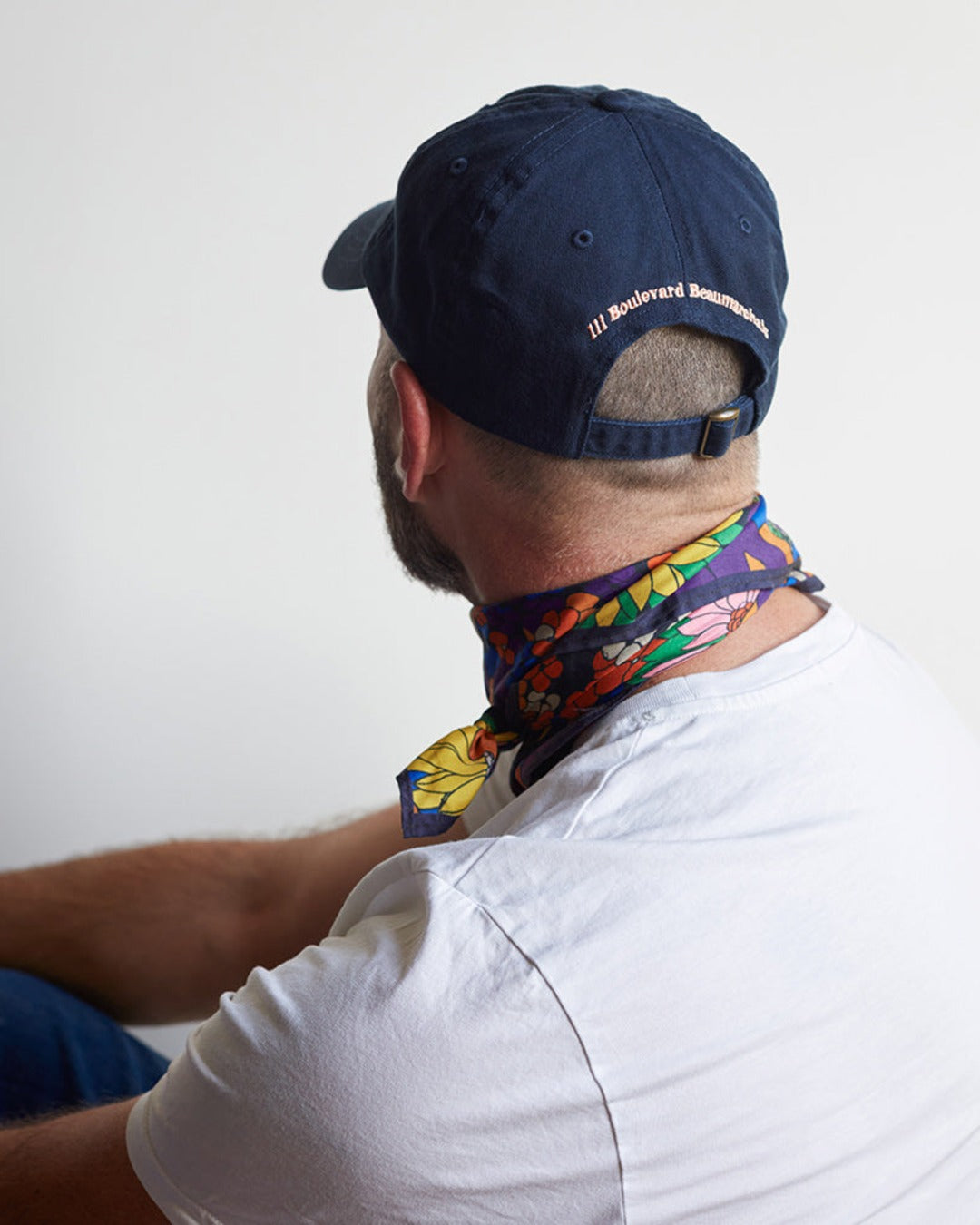 Merci - embroidered cap Non - Navy Blue