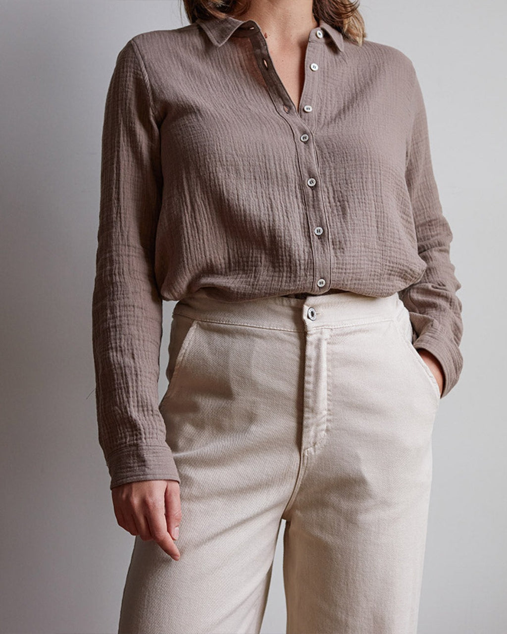Merci - Chemise en gaze de coton - Beige