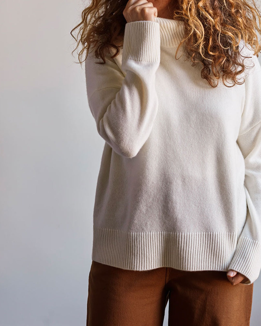 Merci - Pull col cheminée en cachemire - Blanc Cassé