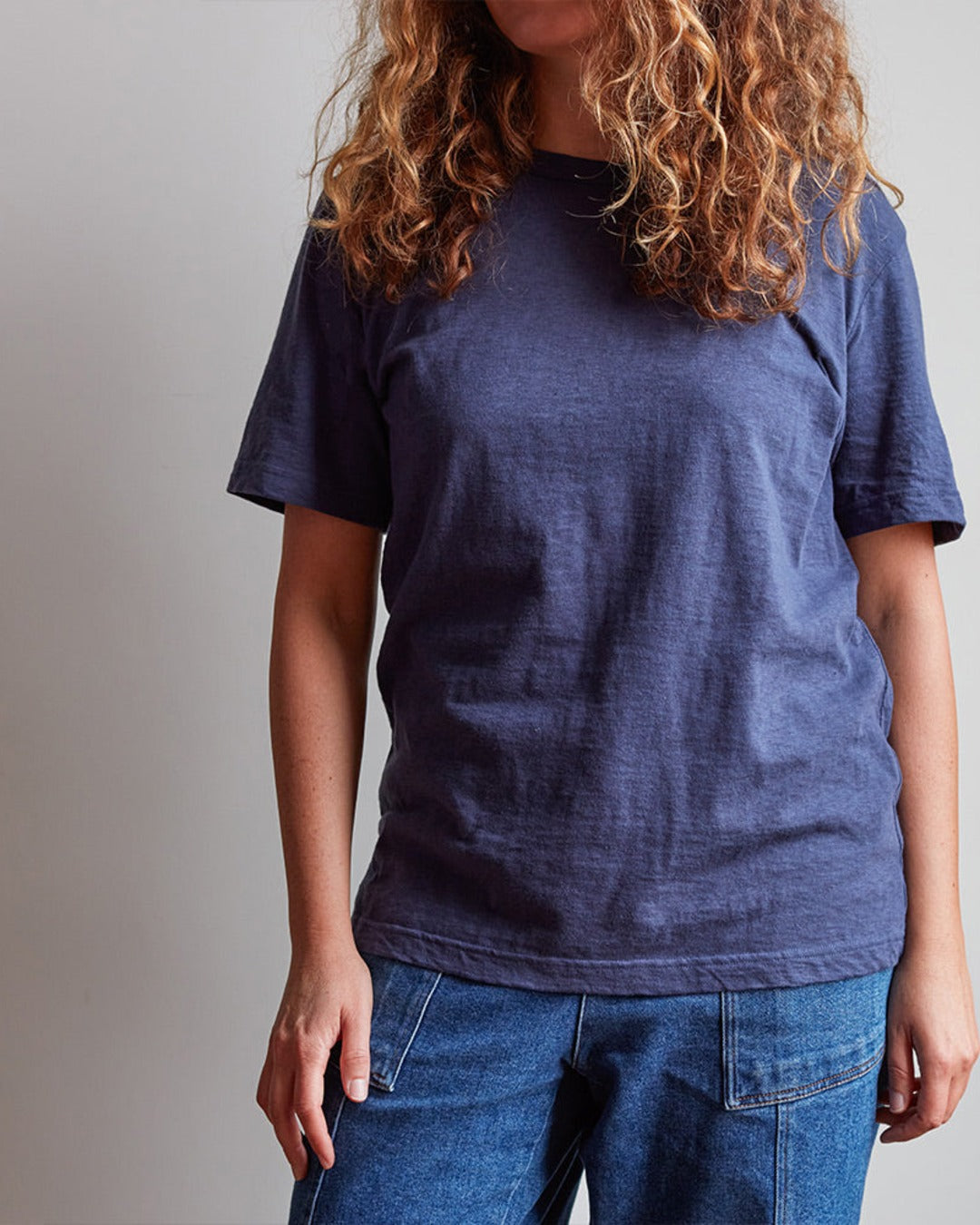 Merci - T-shirt uni en coton - Marine